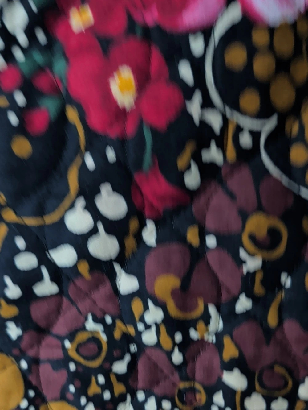 Vintage Floral Quilted Midi Skirt in Black & Pink - Picture 6 of 7